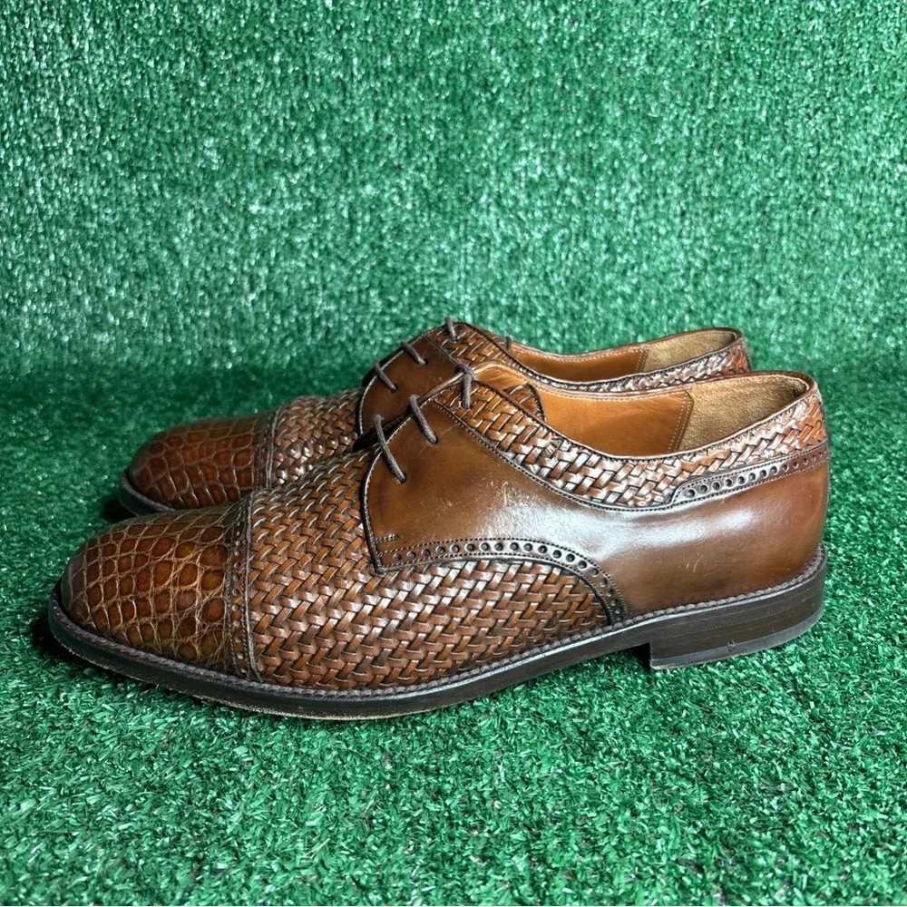 Garys International‎ Woven Leather Genuine Crocodile Shoes Sz 8.5 Made in Spain